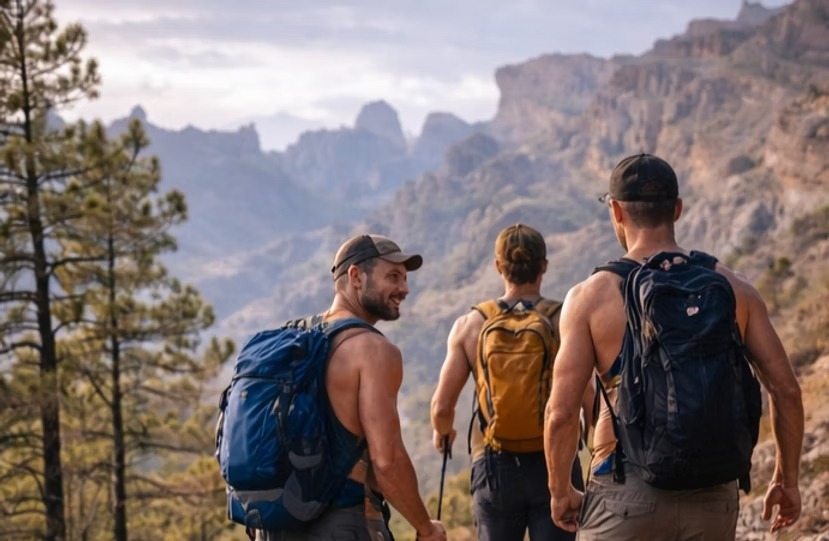 Gay hiking adventure in Gran Canaria mountains