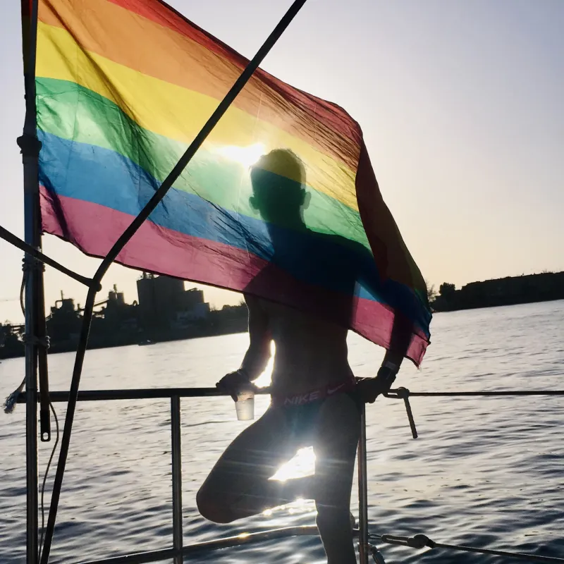 Gay men enjoying a boat party